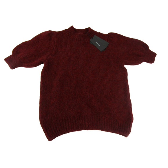 Vero Moda Burgundy/Black Mock Neck Knit Sweater Women's Medium Coastal Cable - Picture 1 of 7